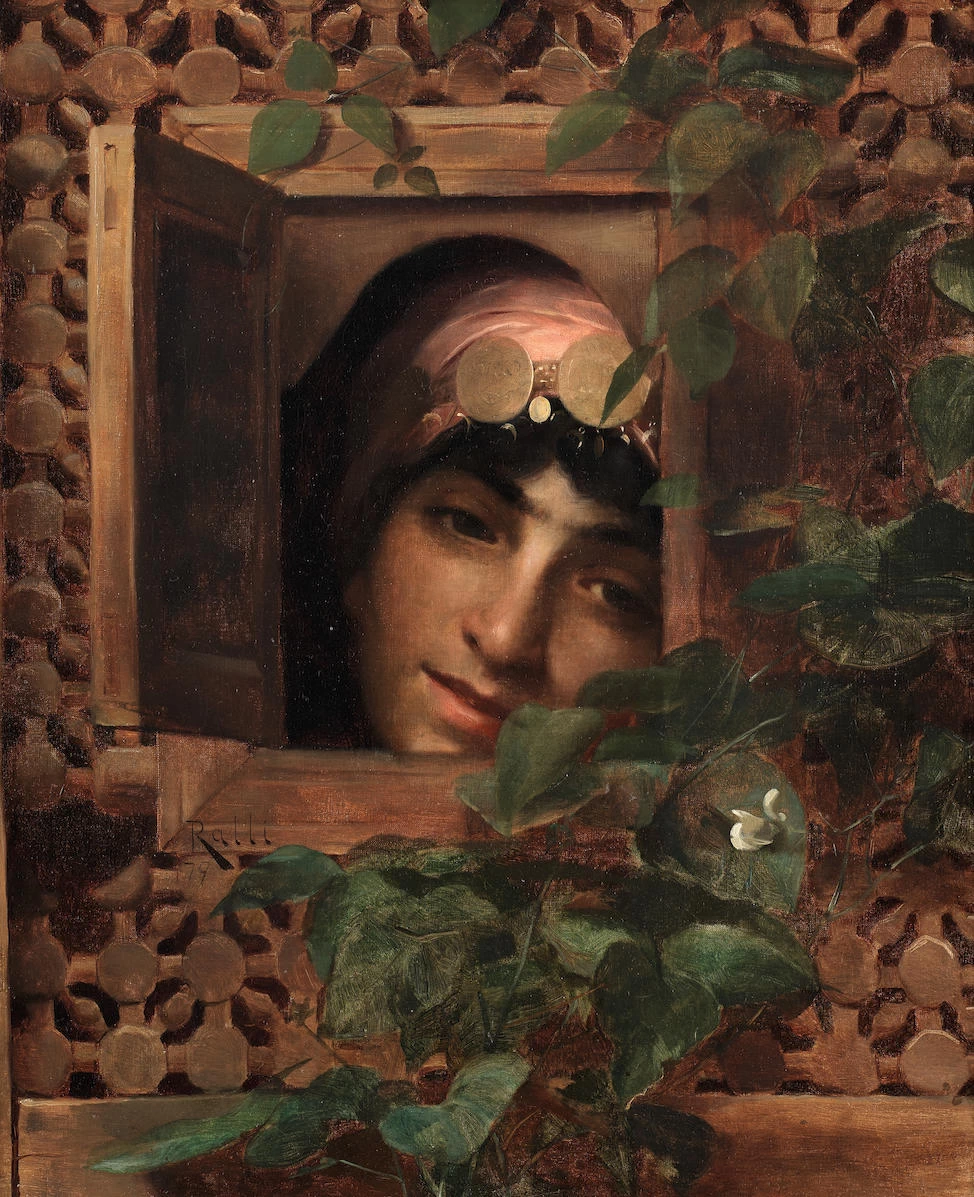 Theodoros Rallis - Donna che sbircia dal reticolo di legno